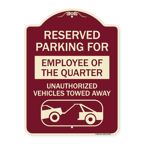 Signmission Reserved Parking for Employee of the Quarter Unauthorized Vehicles Towed Away, A-DES-BU-1824-23110 A-DES-BU-1824-23110 - main